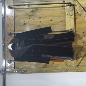 VINTAGE Faux Fur Coat Two Tone Black Brown Winter Aleutian Dubrowsky